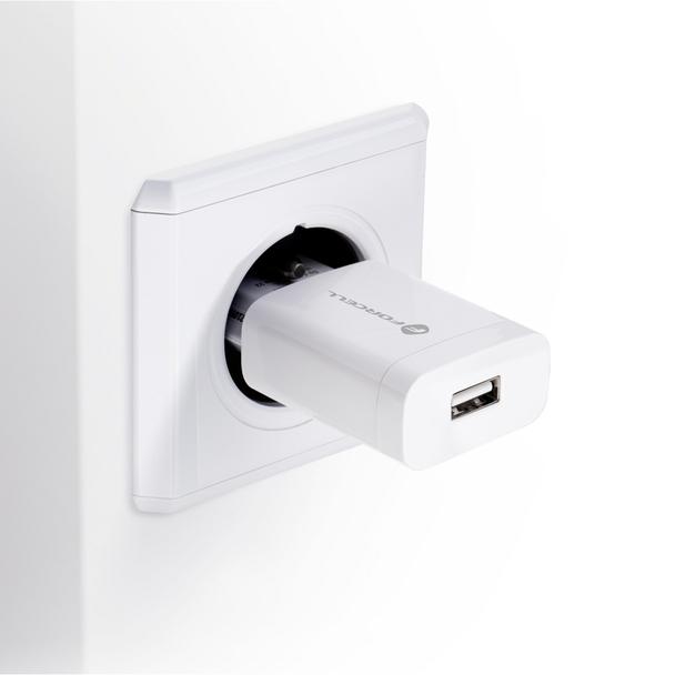 Ładowarka sieciowa do telefonu Forcell F-Energy USB A QC3.0 2,4A 18W + kabel USB A do USB C TFK-TC-1099 biała