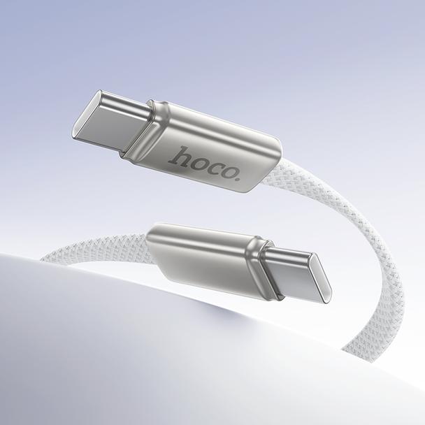 Kabel USB C do USB C Hoco 3A 60W płaski 1 m X125 biały