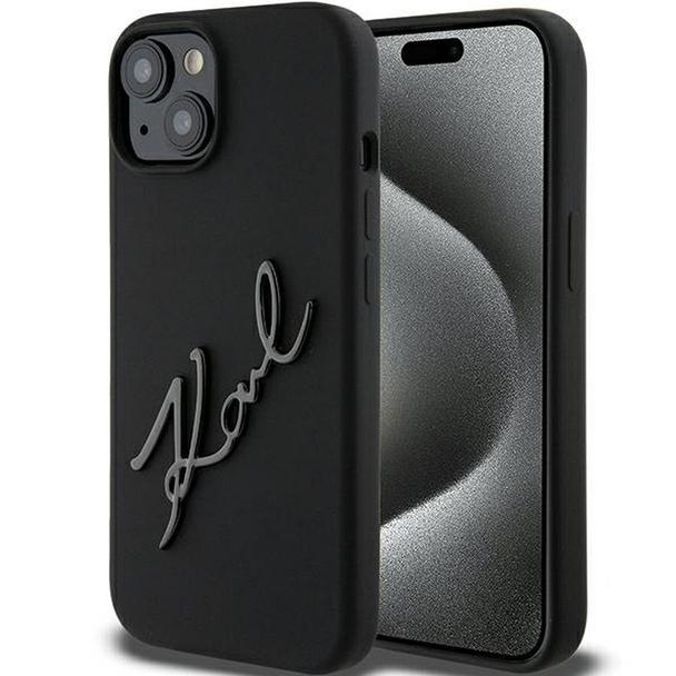 KARL LAGERFELD futerał do IPHONE 15 KLHCP15SSKSBMCK (Silicone Karl Script Logo) czarny