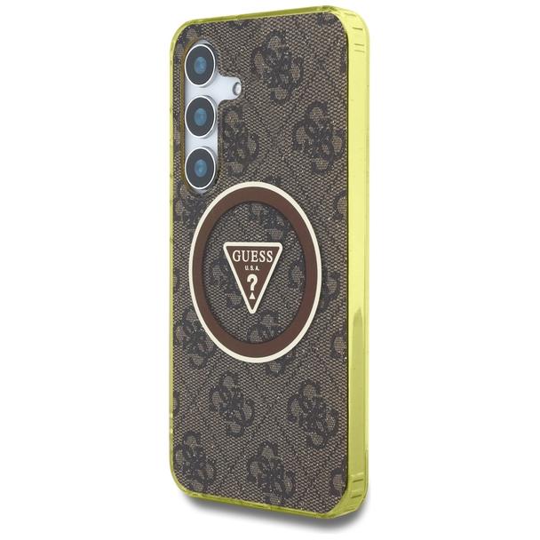 GUESS futerał do SAMSUNG S25 GUHMS25SHG4PRTGW (Magnetic IML Metal Glitter 4G Circle Triangle) brązowy