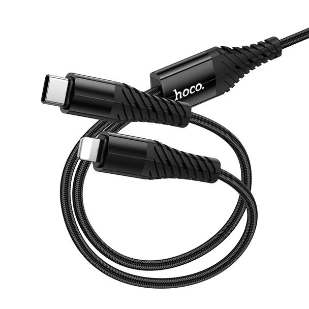 Kabel 2w1 USB C do USB C+Lightnig Hoco 1 m X123 czarny