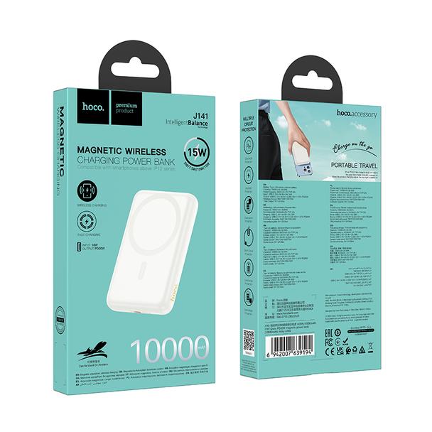 Powerbank zgodny z MagSafe Hoco 10000 mAh QC PD 2A 20W J141 biały