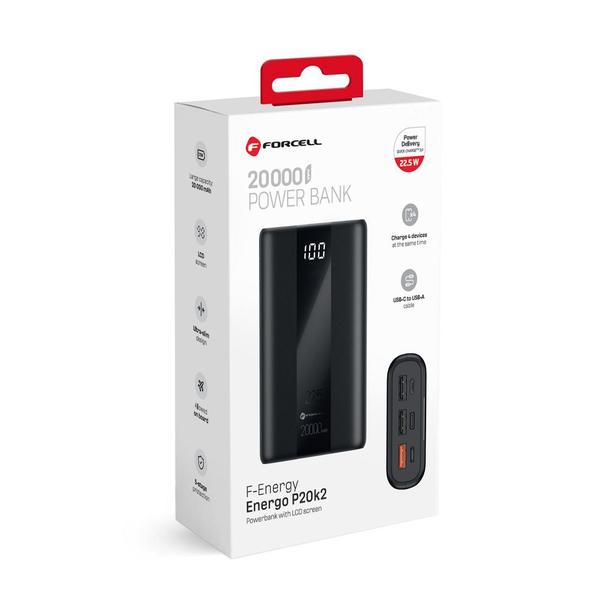 Powerbank Forcell F-Energy Energo P20K2 QC3.0 PD 3A 22,5W 20000 mAh czarny 0INT