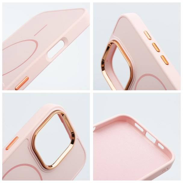 Futerał do iPhone 12 MINI Frame Mag Cover zgodny z MagSafe pudrowy róż
