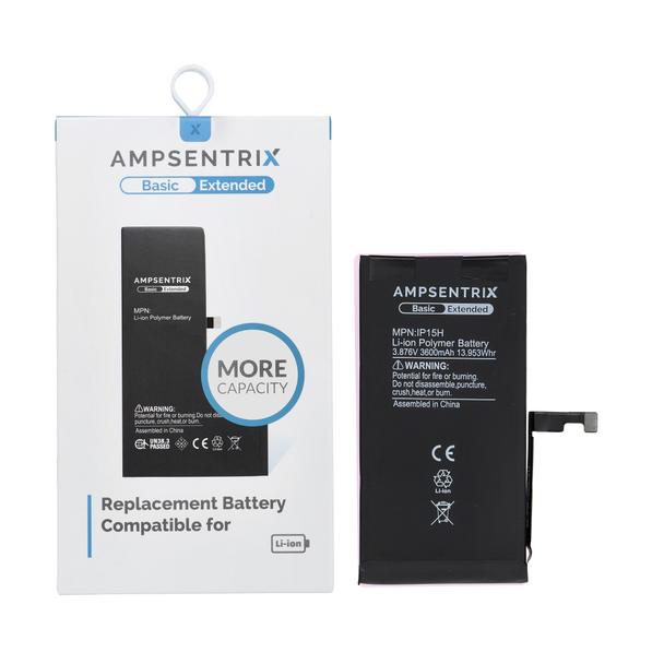 AmpSentrix Basic bateria do iPhone 15 (zwiększona pojemność 3600 mAh)