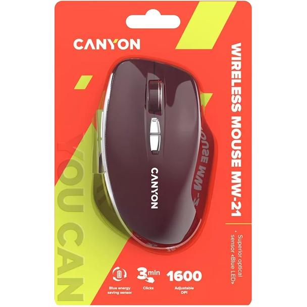 Myszka bezprzewodowa  BT 1600 dpi CANYON MW-21 czerwona