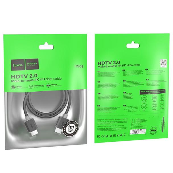 Kabel HDMI do HDMI Hoco ver. 2.0 4K/60Hz 1 m US08 czarny