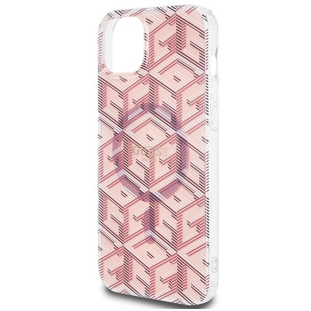 GUESS futerał do IPHONE 15 kompatybilny z MagSafe GUHMP15SHGCUSTGP (IML GCUBE) różowy