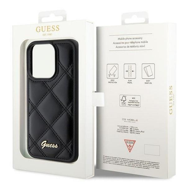 GUESS futerał do IPHONE 15 Pro Max GUHCP15XPSQSQSK (Quilted Metal Logo) czarny