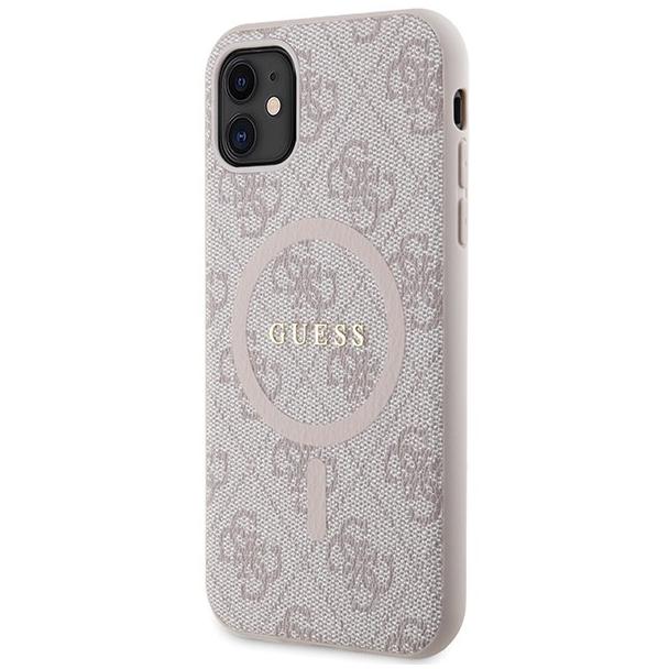GUESS futerał do IPHONE 11 kompatybliny z MagSafe GUHMN61G4GFRP (4G Ring classic logo) różowy