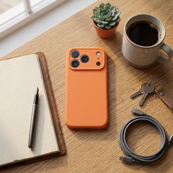 Etui na iPhone 17 Pro / 18 Pro (low camera edge) Forcell F-Protect Rubber Premium zgodny z MagSafe orange 0INT