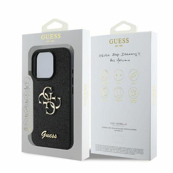 GUESS futerał do IPHONE 16 Pro GUHCP16LHG4SGK (Fixed Glitter Big 4G) czarny
