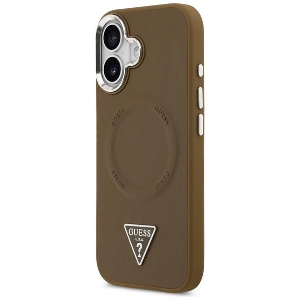 GUESS futerał do IPHONE 17 kompatybilny z MagSafe GUHMP17SPSDTSCMW (PU W/ Triangle Logo) brązowy