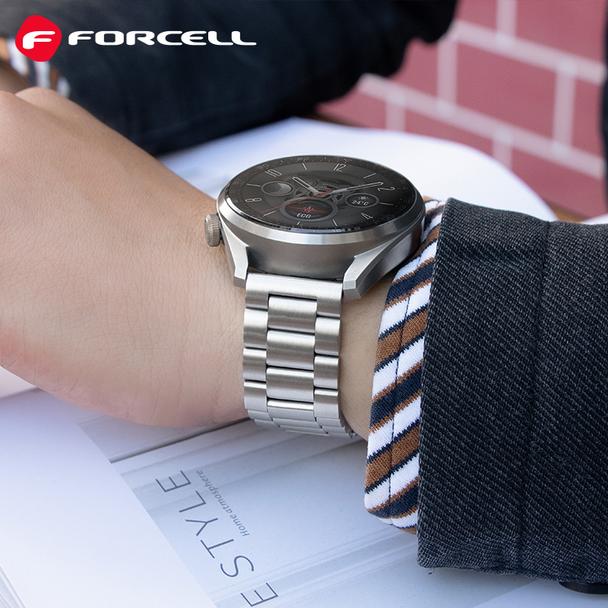 Pasek do Samsung Galaxy Watch Forcell F-Design FS06 zatrzask stal 20 mm srebrny