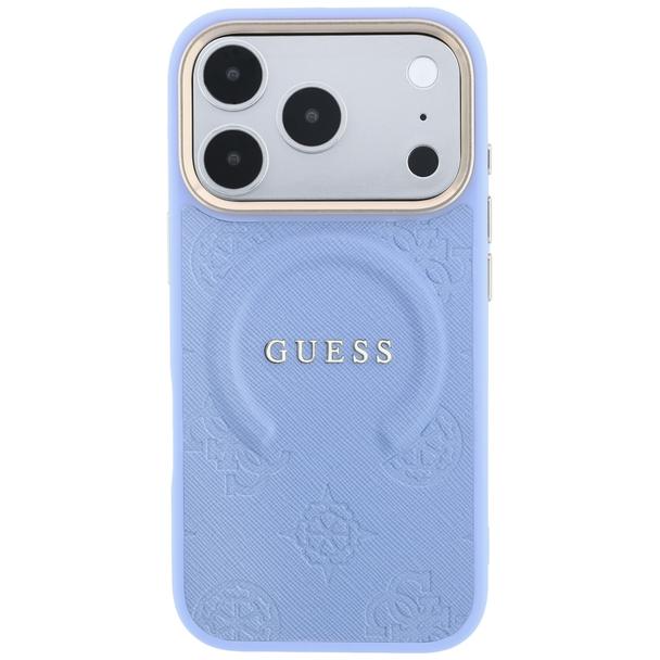GUESS futerał do IPHONE 18 Pro/17 Pro kompatybilny z MagSafe (Saffiano Peony Ring) jasnoniebieski