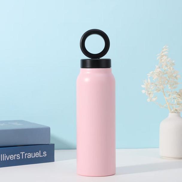 Butelka / bidon na wodę metal z uchwytem kompatybilnym z Magsafe 750ml różowy