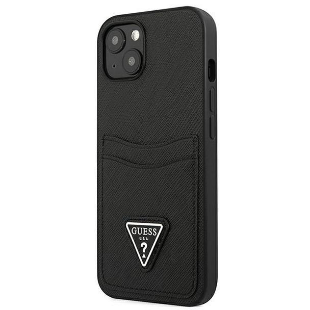 GUESS futerał do IPHONE 13 Mini GUHCP13SPSATPK (Saffiano Double Card Triangle) czarny