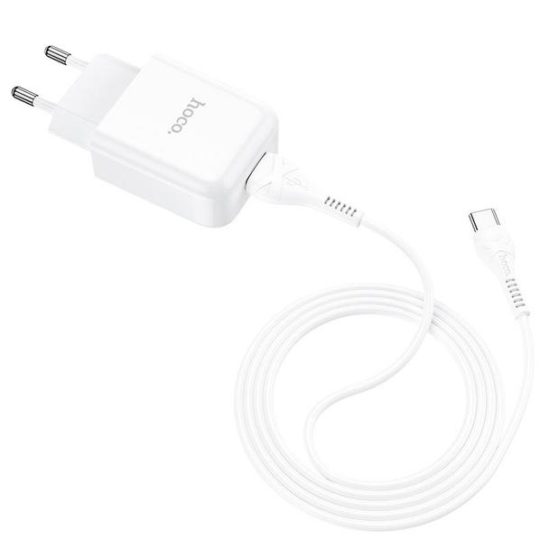 Ładowarka sieciowa do telefonu Hoco USB A 2A 10W + kabel USB A do USB C N2 biała