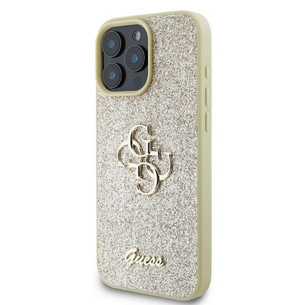 GUESS futerał do IPHONE 16 Pro Max GUHCP16XHG4SGD (Fixed Glitter Big 4G) złoty