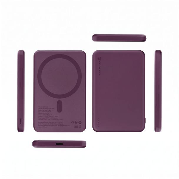Powerbank zgodny z MagSafe Forcell F-Energy Slim F5K9 QC4.0 PD3.0 15W 5000 mAh burgundowy  0INT
