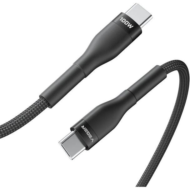 Kabel USB C do USB C VEGER PD 5A 100W 1,5 m CC05 czarny