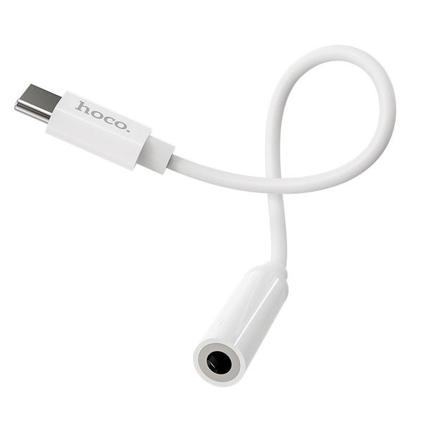 Adapter AUX USB C do Jack 3,5 mm Hoco LS30 biały
