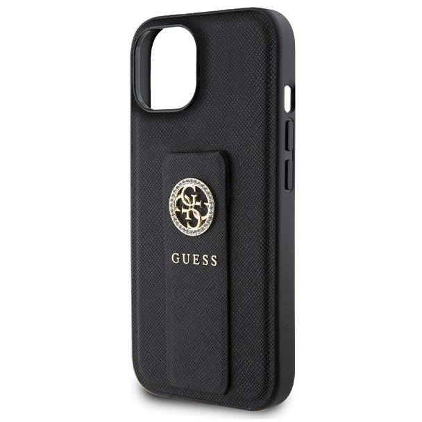 GUESS futerał do IPHONE 13 / 14 / 15 GUHCP15SPGSSADK (Grip Stand 4G Saffiano Strass) czarny