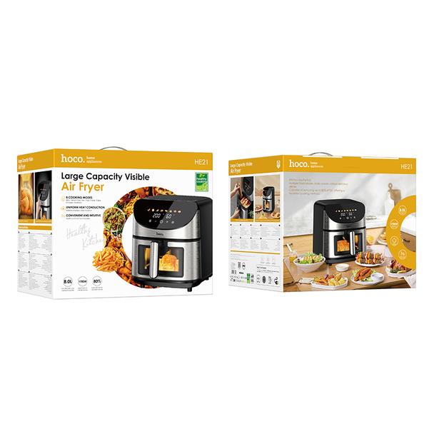 Frytkownica beztłuszczowa Air Fryer Hoco z ekranem dotykowym i okienkiem 8L 1700W HE21 czarna