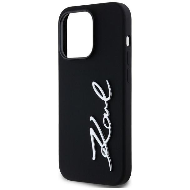 KARL LAGERFELD futerał do IPHONE 14 Pro KLHCP14LSCMSMVK (Silicone Sign Metal Logo) czarny
