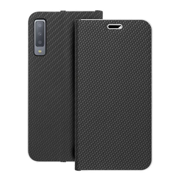 Etui z klapką na Samsung A7 2018 Luna Book Carbon czarne