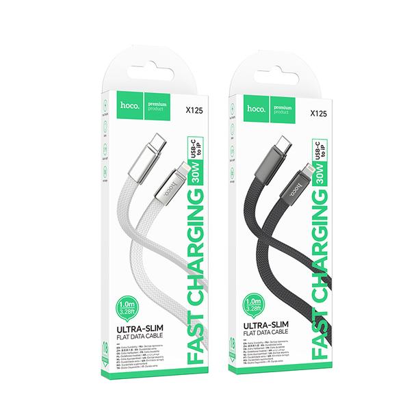 Kabel USB C do Lightning Hoco PD 30W 1 m płaski  X125 biały