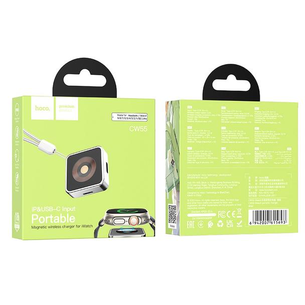 Ładowarka indukcyjna Hoco 2,5W kompatybilna z Apple Watch CW55 srebrna
