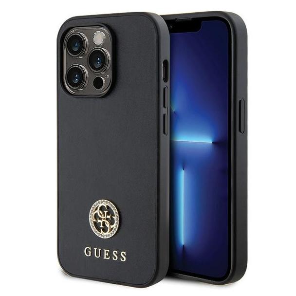GUESS futerał do IPHONE 15 Pro GUHCP15LPS4DGPK (Strass Metal Logo) czarny