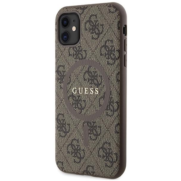 GUESS futerał do IPHONE 11 kompatybliny z MagSafe GUHMN61G4GFRW (4G Ring classic logo) brązowy