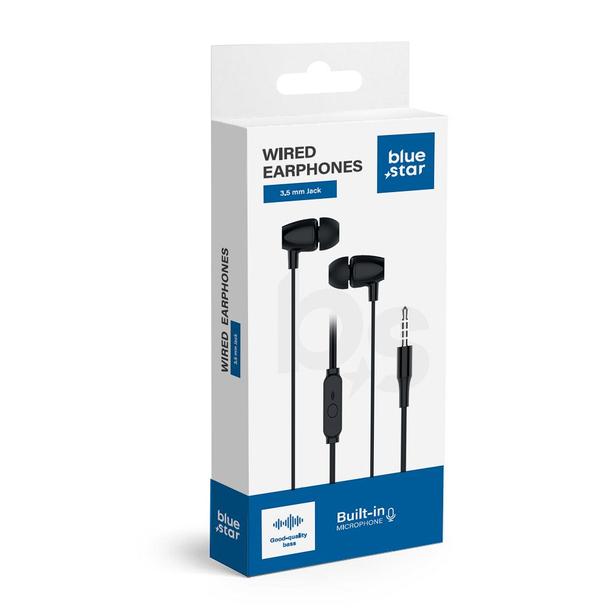 Słuchawki przewodowe douszne Jack 3,5 mm Blue Star PA-E67 1,2 m czarne