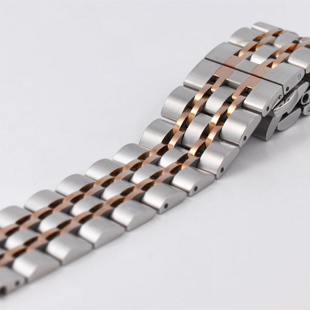 Pasek do zegarka 22 mm Titmo Strap S4 stalowa bransoleta srebrno-różowy