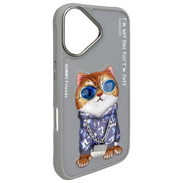 NIMMY futerał GLASSES COOL CAT do IPHONE 16 szary
