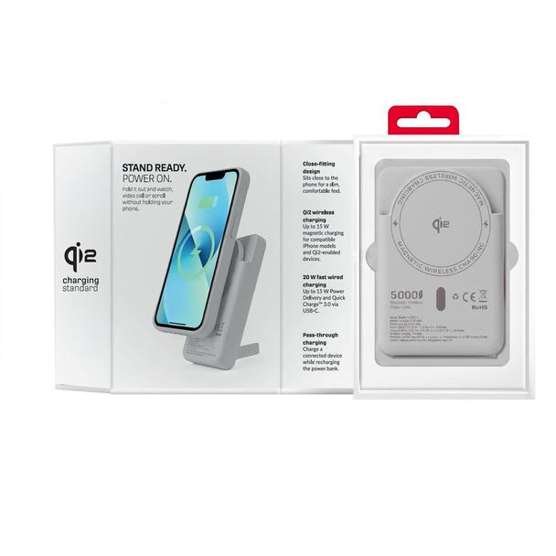 Powerbank zgodny z MagSafe Forcell F-Energy MagStand QI2 F5K10 QC3.0 PD3.0 20W 5000 mAh biały 0INT