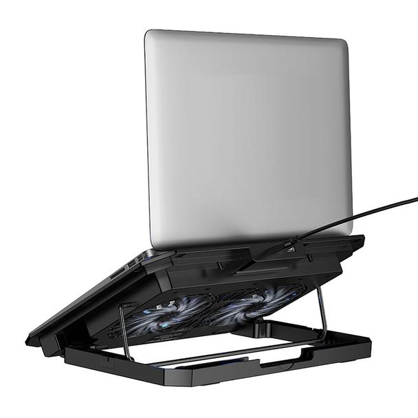 Podstawka chłodząca pod laptop regulowana 2 x USB A LED Hoco GA4 czarna