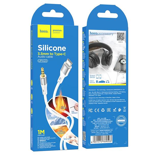 Kabel AUX Jack 3,5 mm do Lightning Hoco 1 m UPA22 biały