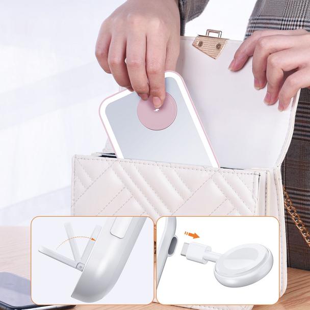 Forcell F-ENERGY Mag Mirror 3 in 1 15W ładowarka indukcyjna z kompatybilna z MagSafe / Apple Watch / Samsung Watch / Airpods różowa