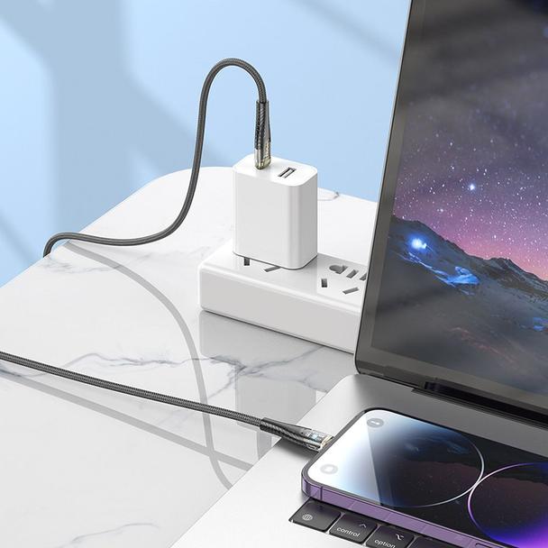 Kabel USB C do Lightning Hoco PD 27W 1,2 m U121 czarny transparentny