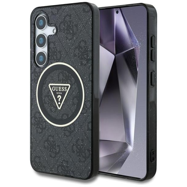 GUESS futerał do SAMSUNG S25 GUHMS25SHG4PRTGK (Magnetic IML Metal Glitter 4G Circle Triangle) czarny