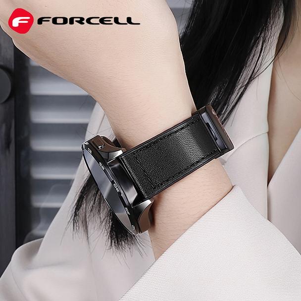 Pasek do Samsung Galaxy Watch Forcell F-Design FS20 magnetyczny skóra ekologiczna 20 mm brązowy