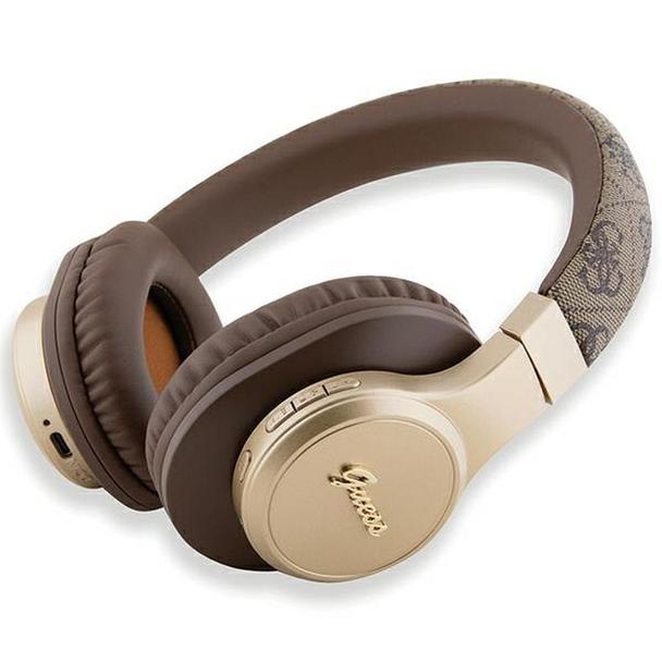 GUESS słuchawki bezprzewodowe bluetooth nauszne GUBH604GEMW (4G Script) brązowe