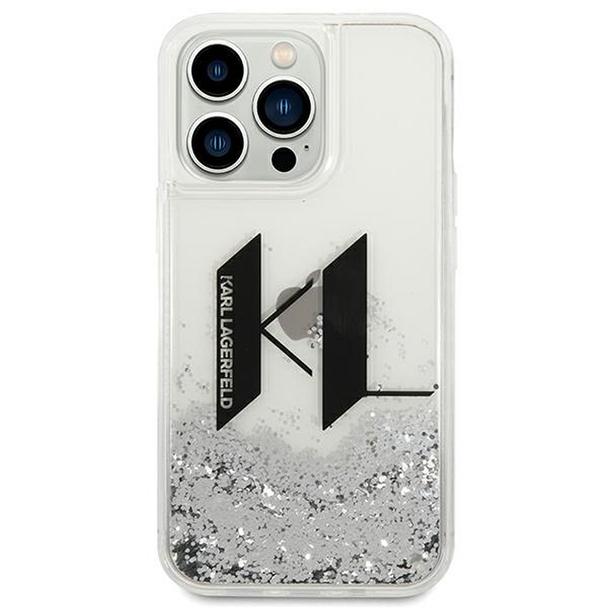 KARL LAGERFELD futerał do IPHONE 14 Pro KLHCP14LLBKLCS (Liguid Glitter Big KL Logo) srebrny