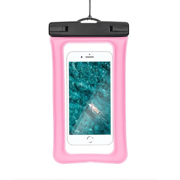 Etui na telefon uniwersalne wodoodporne z plastikowym zamknięciem AIRBAG różowe