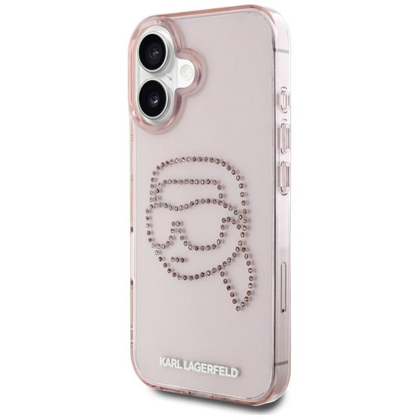 KARL LAGERFELD futerał do IPHONE 16 KLHCP16SHKHDCELP (IML Rhinestones S K Head) różowy