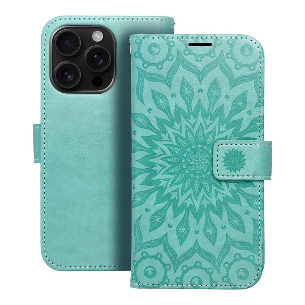Etui z klapką na iPhone 16 PRO Mezzo Book mandala zielone