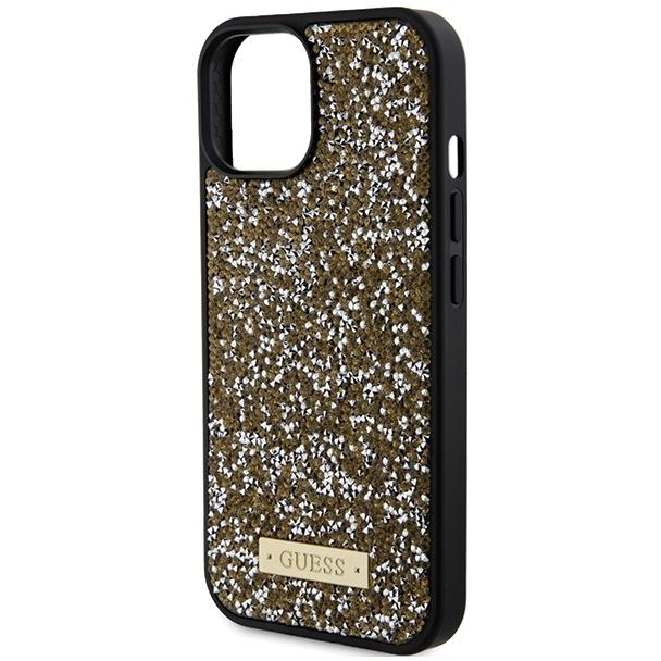 GUESS futerał do IPHONE 13 / 14 / 15 GUHCP15SPFGSBSD (Rhinestone Metal Logo) żółty